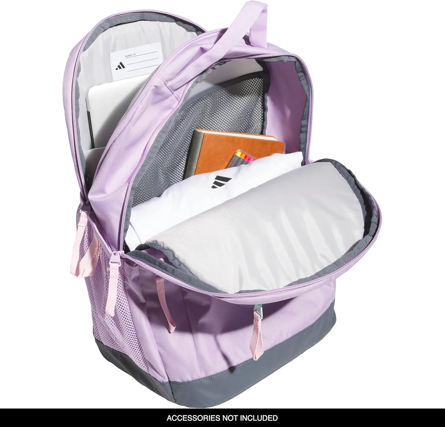 adidas Adaptive Backpack Large Features for Independent Dressing and Ease of use, Powder Plum Purple/Semi Flash Aqua Blue/Clear Pink, One Size