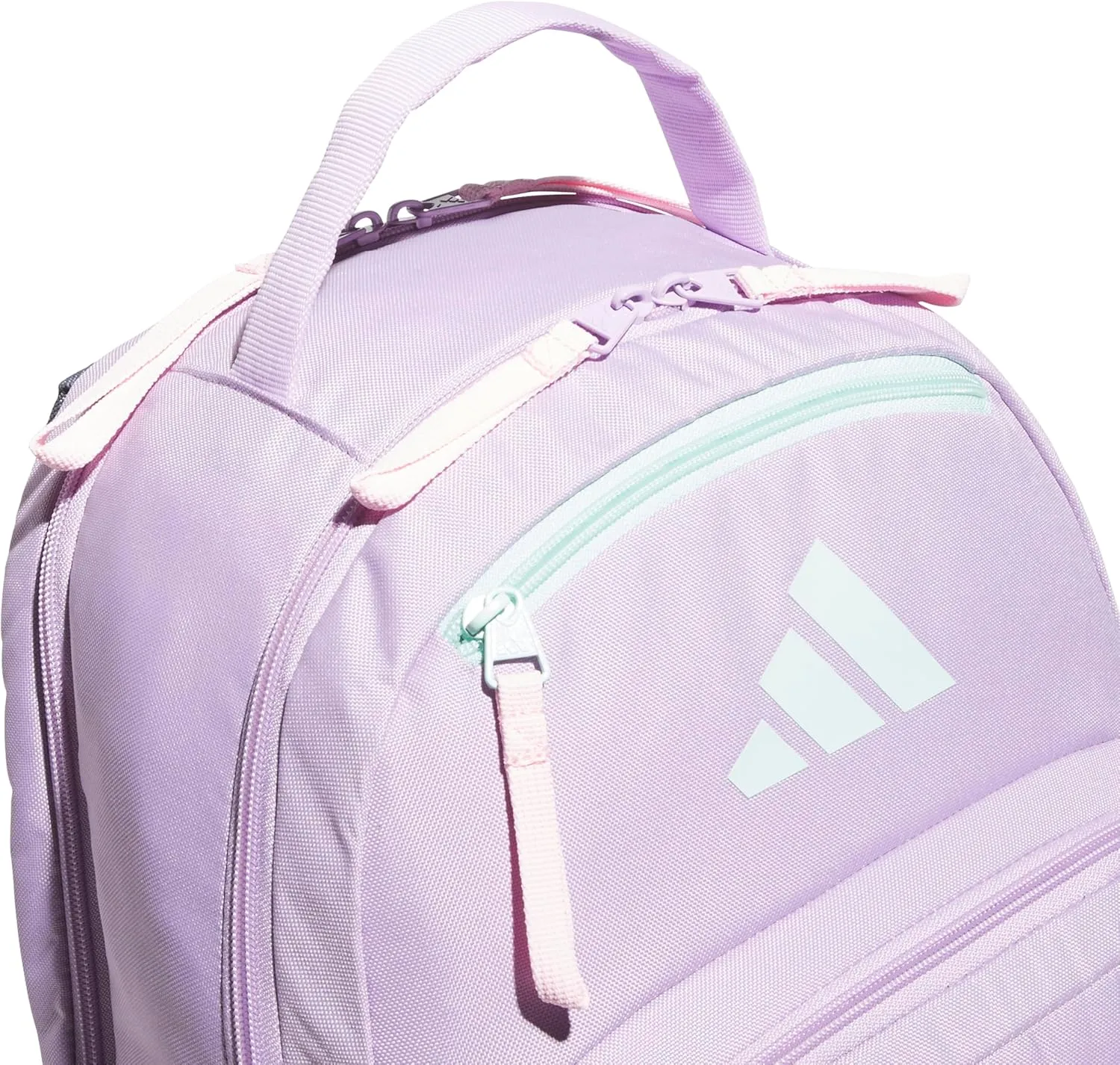 adidas Adaptive Backpack Large Features for Independent Dressing and Ease of use, Powder Plum Purple/Semi Flash Aqua Blue/Clear Pink, One Size