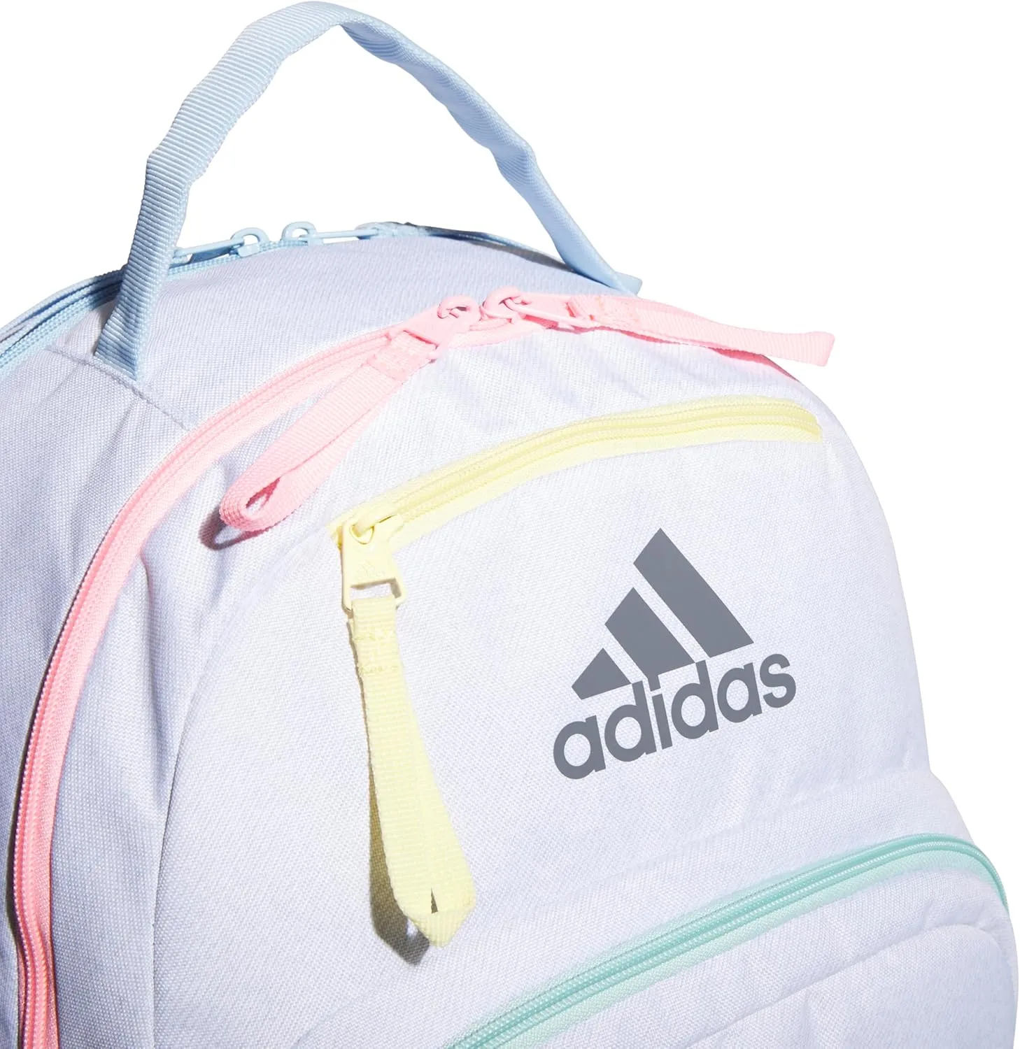 adidas Adaptive Backpack Large Features for Independent Dressing and Ease of use, Twill White/Semi Flash Aqua Blue/Pink Spark, One Size
