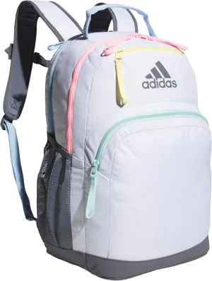 adidas Adaptive Backpack Large Features for Independent Dressing and Ease of use, Twill White/Semi Flash Aqua Blue/Pink Spark, One Size