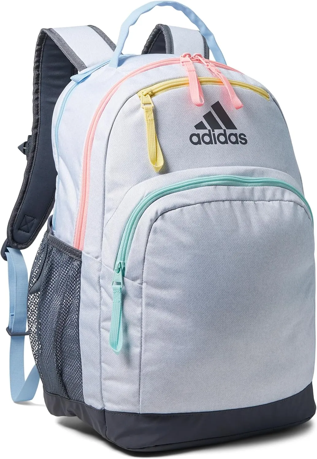 adidas Adaptive Backpack Large Features for Independent Dressing and Ease of use, Twill White/Semi Flash Aqua Blue/Pink Spark, One Size
