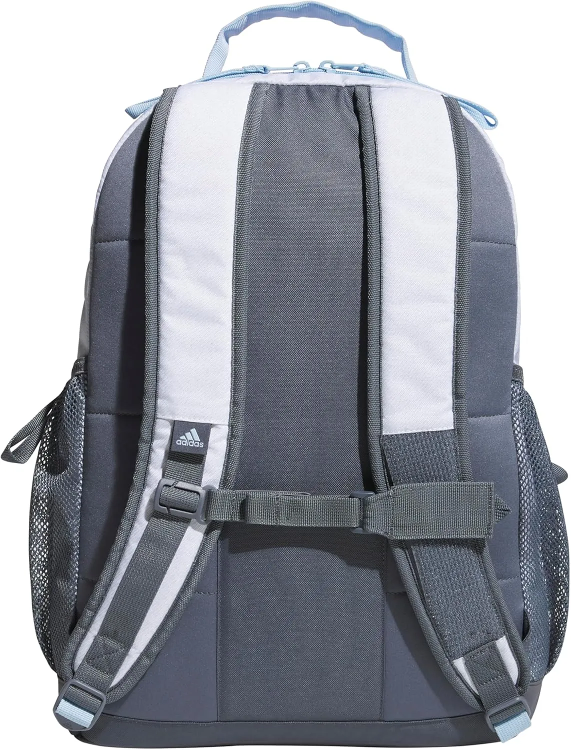 adidas Adaptive Backpack Large Features for Independent Dressing and Ease of use, Twill White/Semi Flash Aqua Blue/Pink Spark, One Size