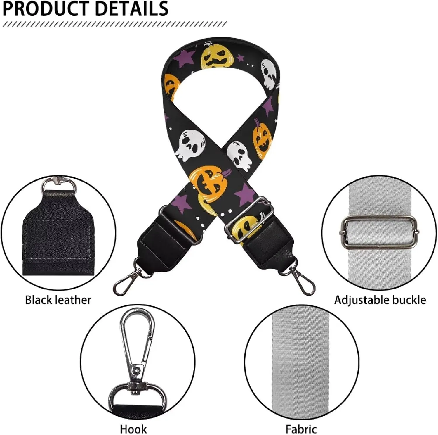 Adjustable Purse Strap Replacement, Wide Shoulder Canvas Bag Strap, Crossbody Handbag Strap