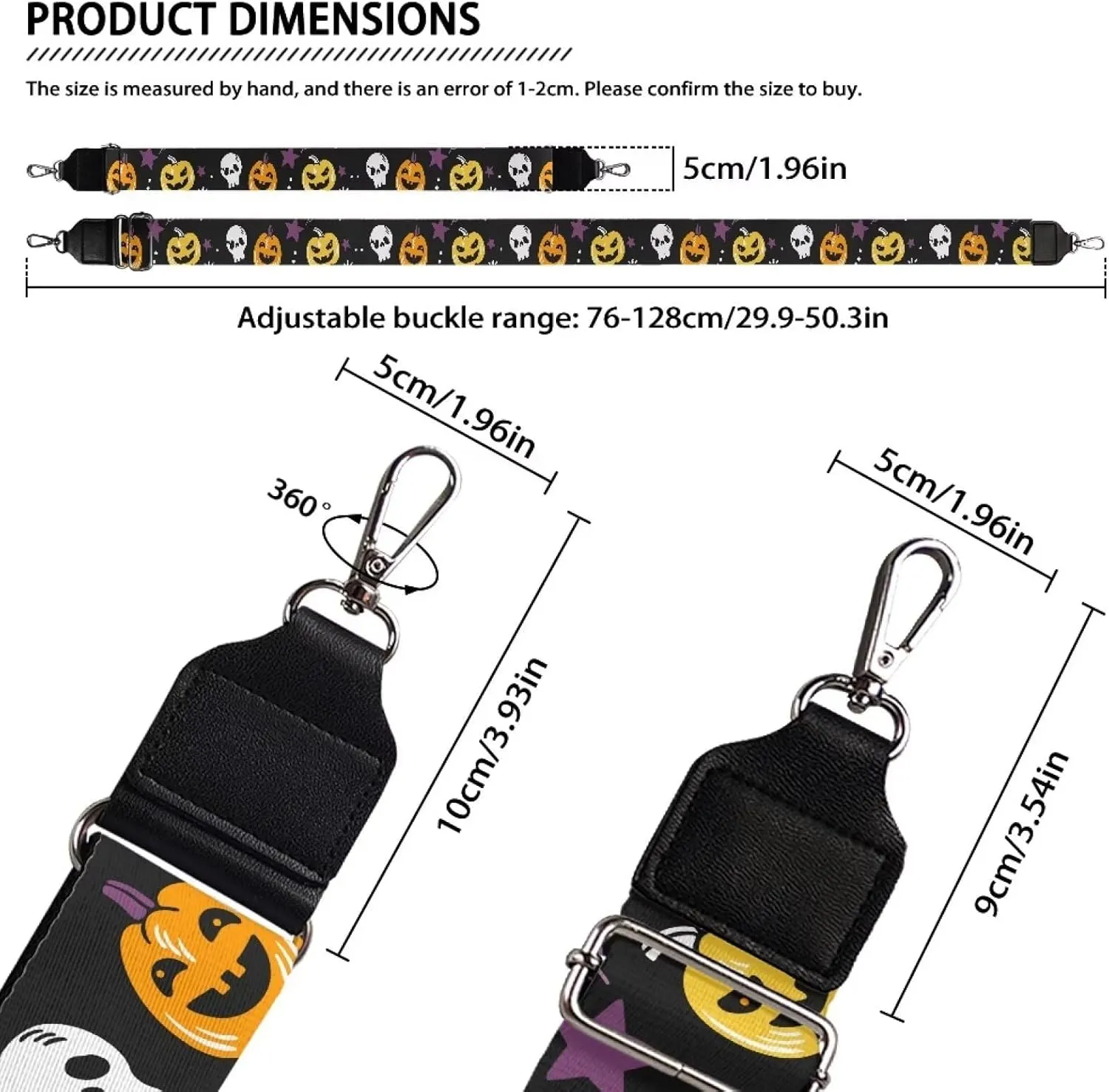 Adjustable Purse Strap Replacement, Wide Shoulder Canvas Bag Strap, Crossbody Handbag Strap