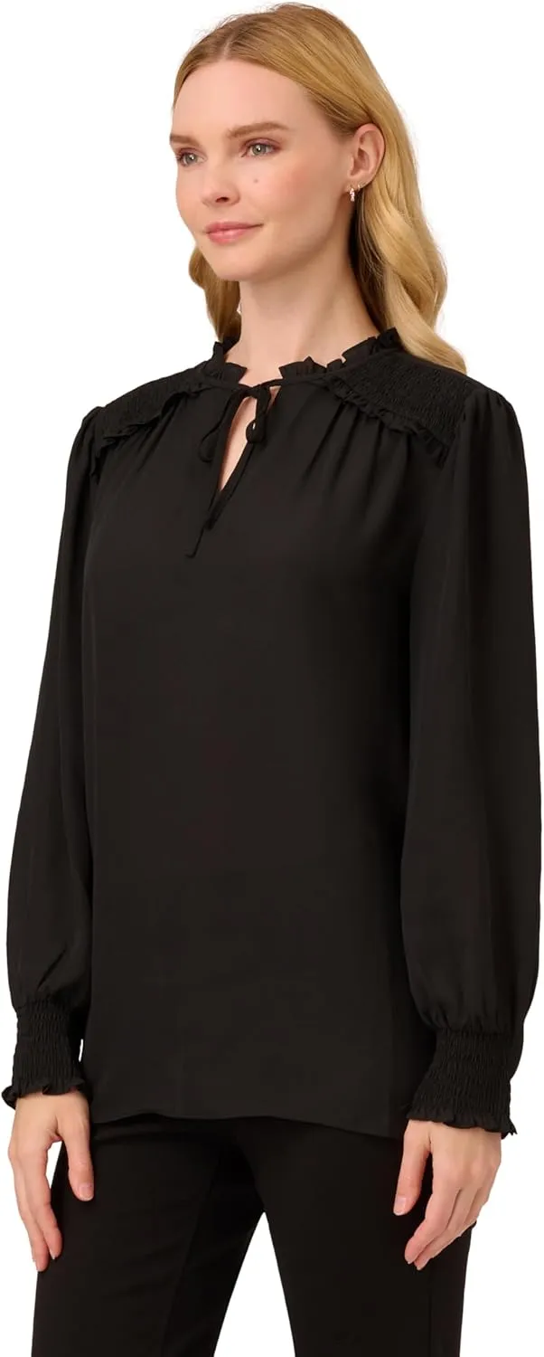 Adrianna Papell Men's Aed Ruffle Tie Top