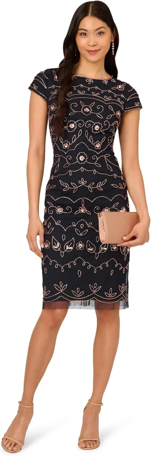Adrianna Papell Women's Beaded Sheath Dress