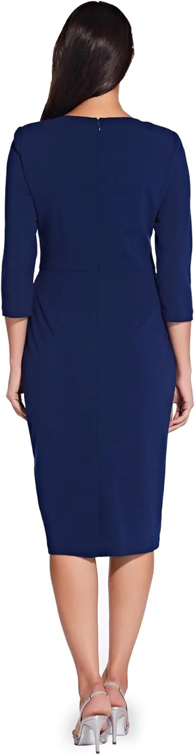 Adrianna Papell Women's Bow Sheath Dress with Three Quarter Sleeves