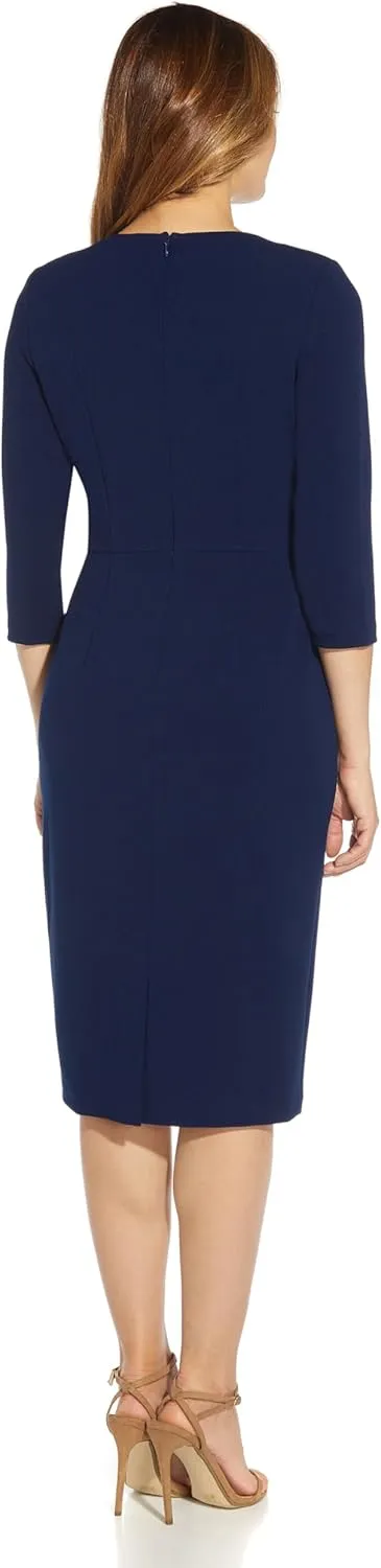 Adrianna Papell Women's Bow Sheath Dress with Three Quarter Sleeves