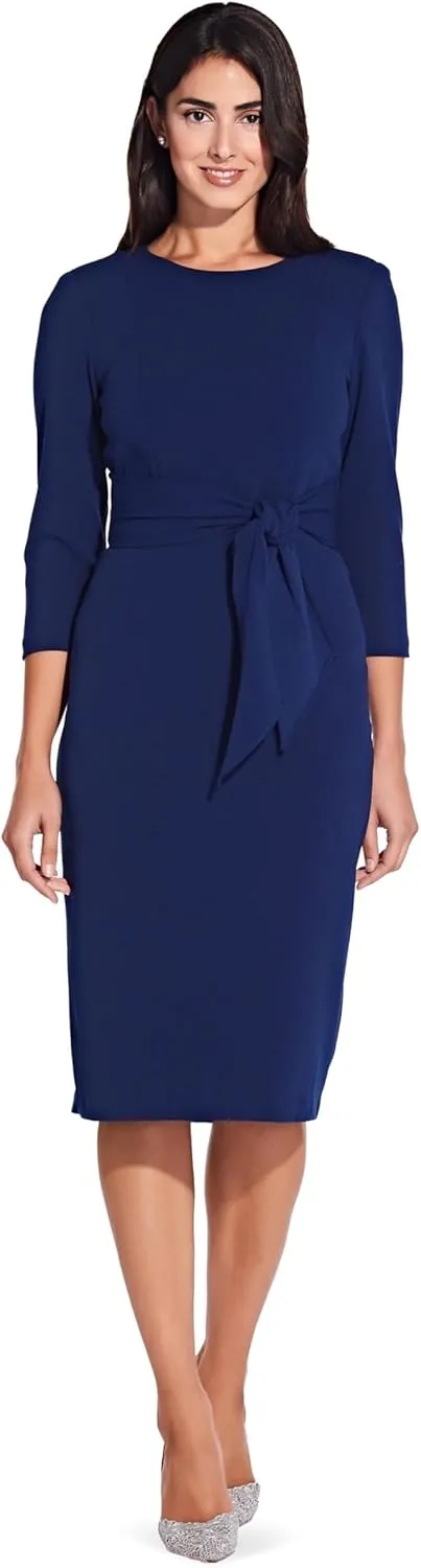 Adrianna Papell Women's Bow Sheath Dress with Three Quarter Sleeves