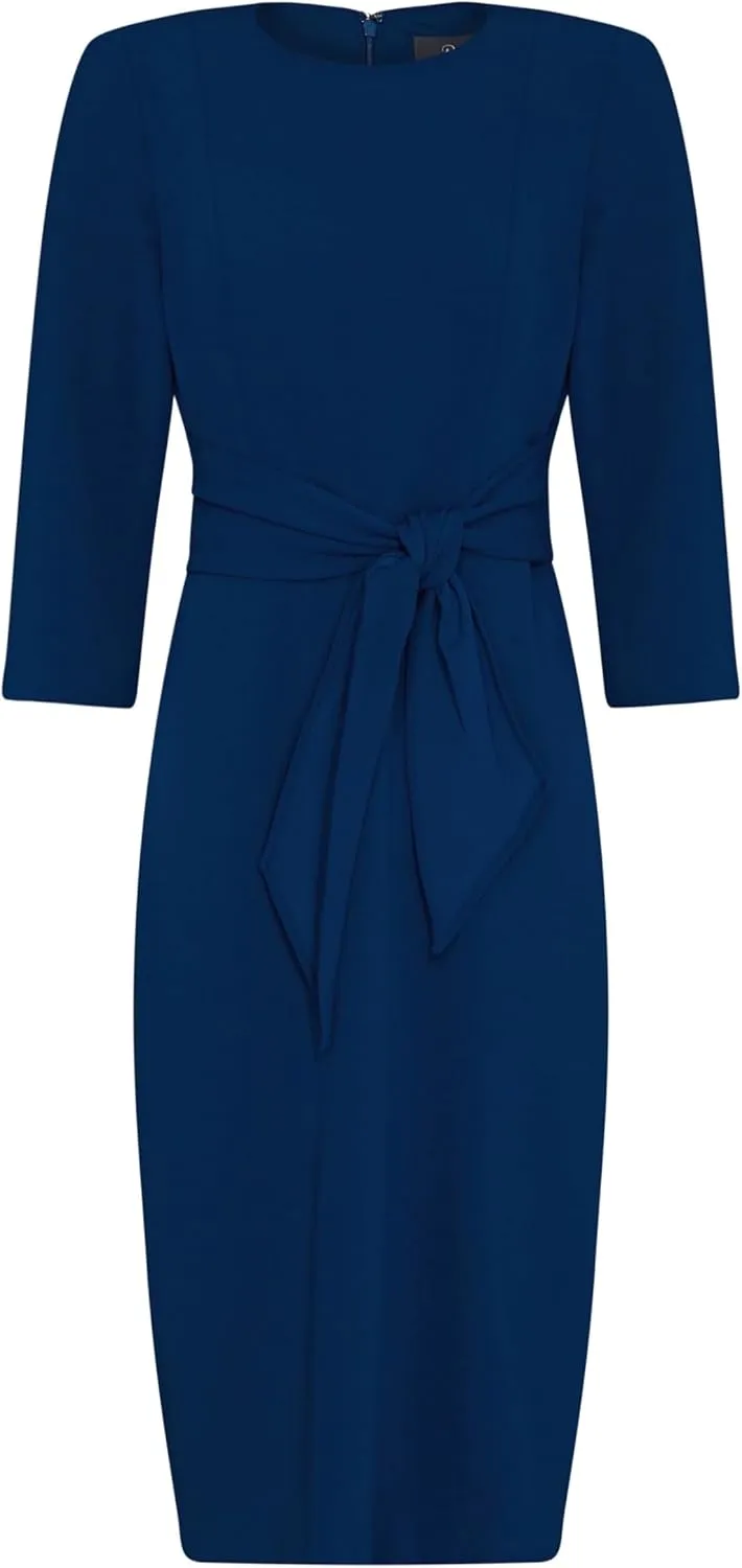 Adrianna Papell Women's Bow Sheath Dress with Three Quarter Sleeves