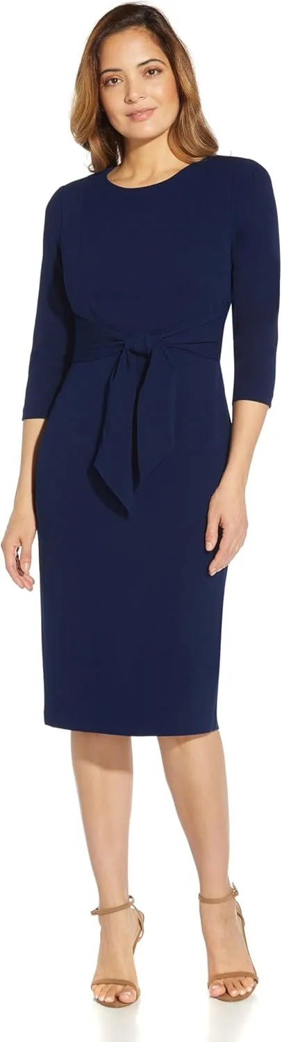Adrianna Papell Women's Bow Sheath Dress with Three Quarter Sleeves