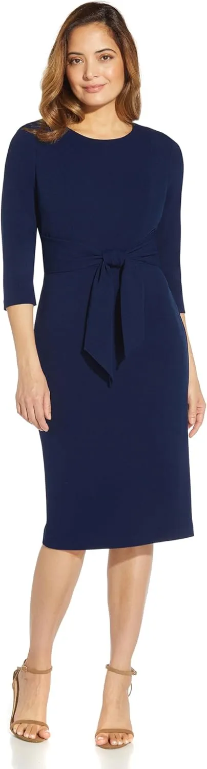 Adrianna Papell Women's Bow Sheath Dress with Three Quarter Sleeves