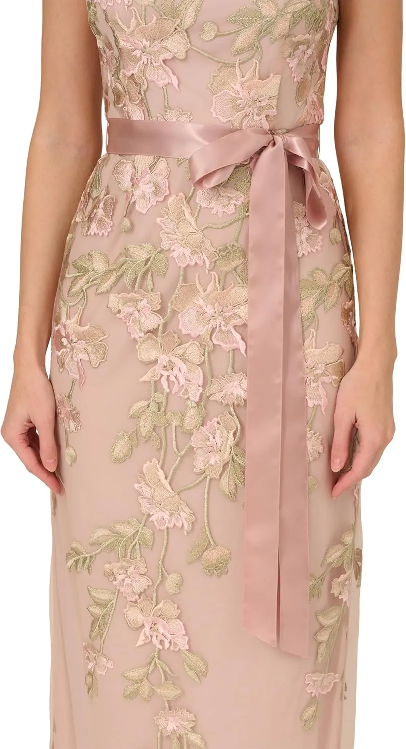 Adrianna Papell Women's Cascading Floral Colmn Gwn