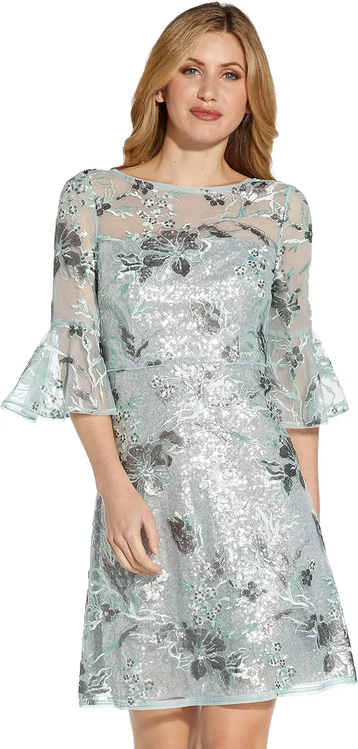 Adrianna Papell Women's Embroidered Sequin Cocktail