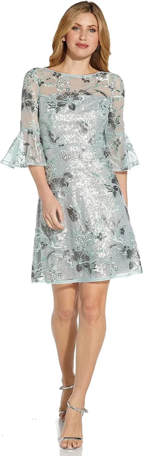Adrianna Papell Women's Embroidered Sequin Cocktail