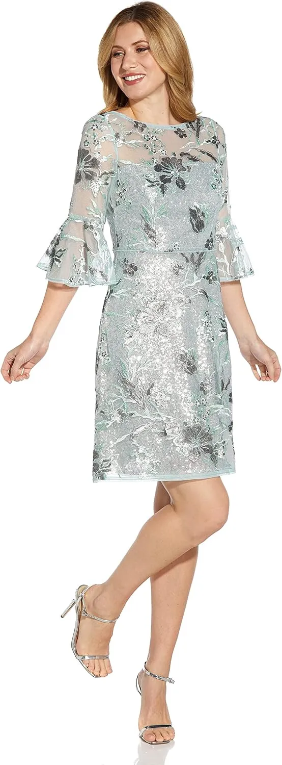Adrianna Papell Women's Embroidered Sequin Cocktail