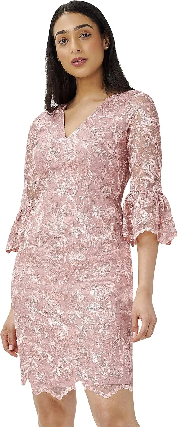 Adrianna Papell Women's Floral Embroidery Sheath Dress
