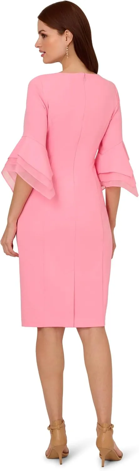 Adrianna Papell Women's Knit Crepe Tiered Sleeve Dress