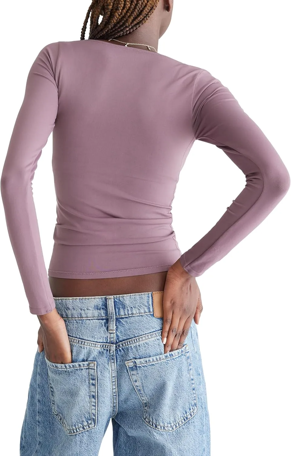 AEROPOSTALE Women's Seriously Soft Sculpt Square Neck Long Sleeve Top