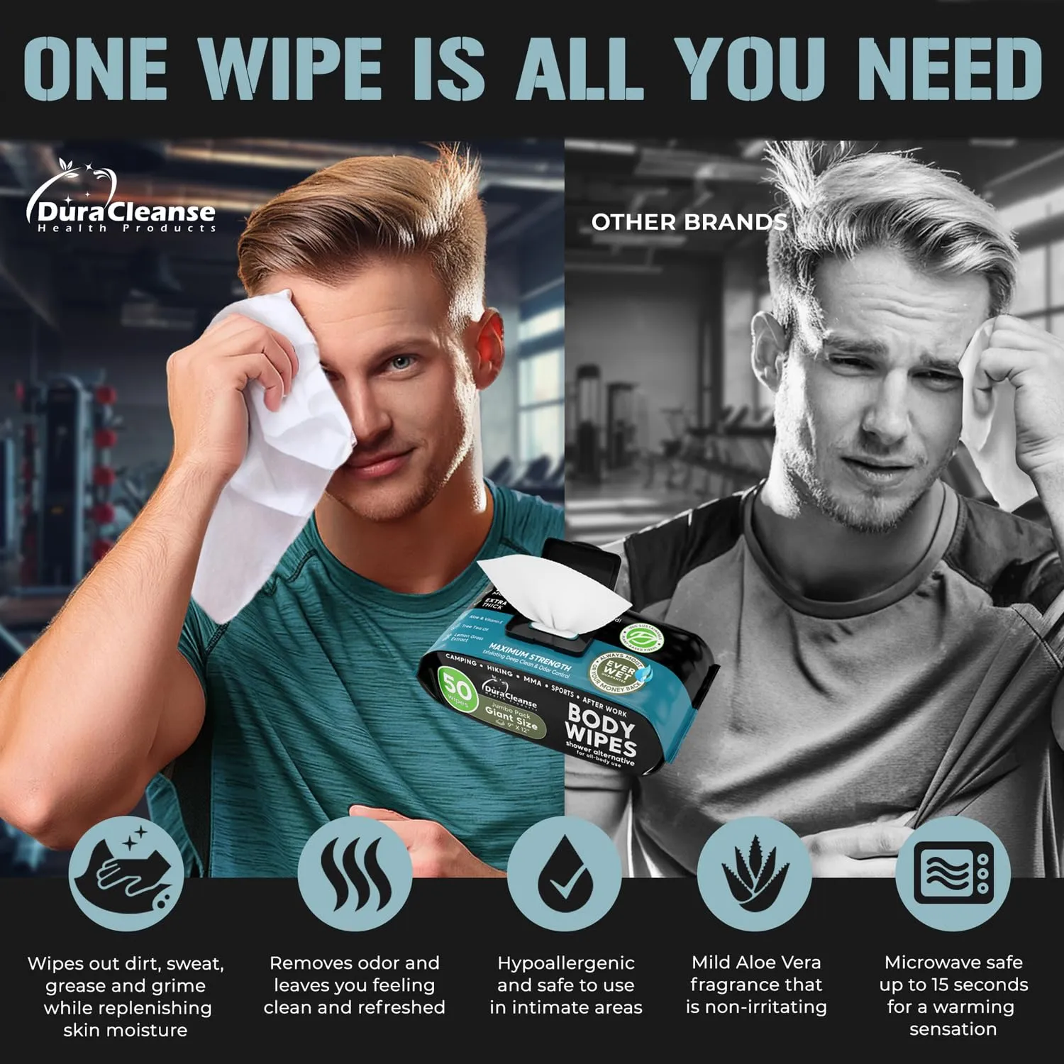 After Gym Body Wipes for Men (4pk) - 200 XL No Rinse Shower Wipes   16 Travel Bath Sheets - 9"x12" - Mens Deodorant Disposable Washcloths for Bathing, Camping Essentials, Survival Gear and Supplies