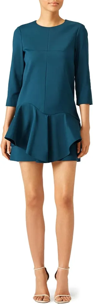 Agathe Ruffle Dress in Bay Teal