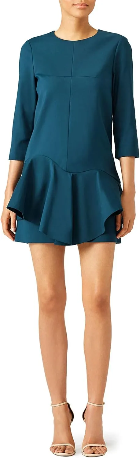 Agathe Ruffle Dress in Bay Teal