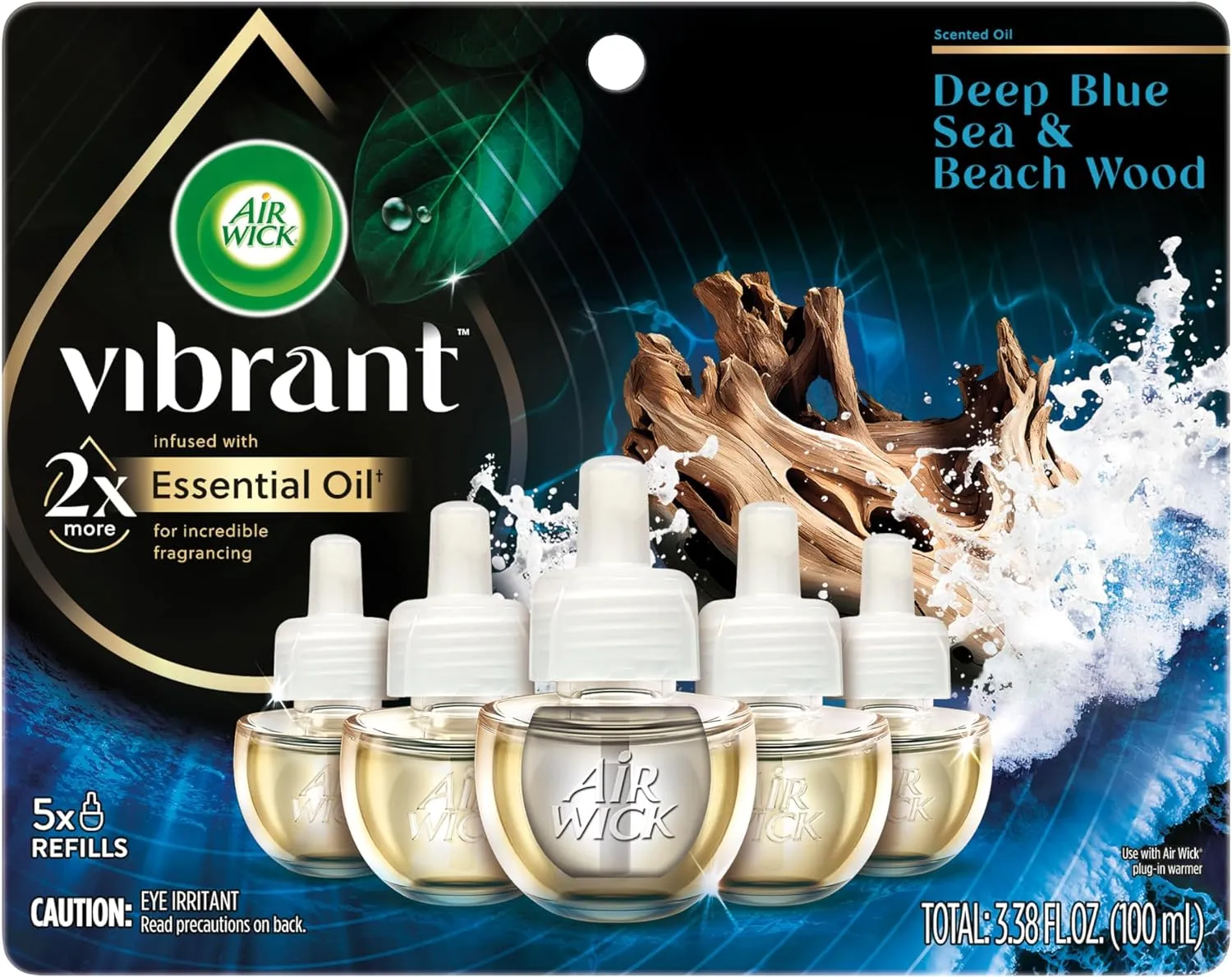 Air Wick Plug In Scented Oil Refills, Blue Sea   Beachwood, Air Fresheners for Home Long Lasting, Room Fresheners,Air Freshener Plug In, Essential Oils, House Essentials for Small   Large Spaces, 5 ct
