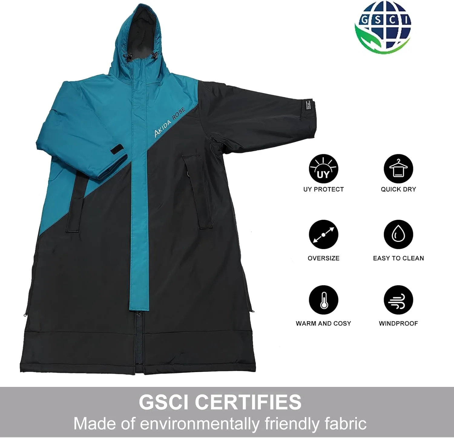 Akida Adult Oversized Changing Robe/Swim Parka,Waterproof Surf Poncho Warm Jacket,Quick Dry Wetsuit Changing Towel.