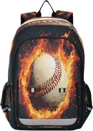 ALAZA Baseball Magma Flame School Backpacks Travel Laptop Bag Kids Bookbag for Girls Boys Teens Women Men