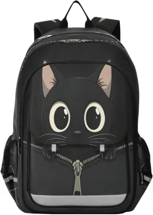 ALAZA Black Cat Zipper School Backpacks Travel Laptop Bag Kids Bookbag for Girls Boys Teens Women Men