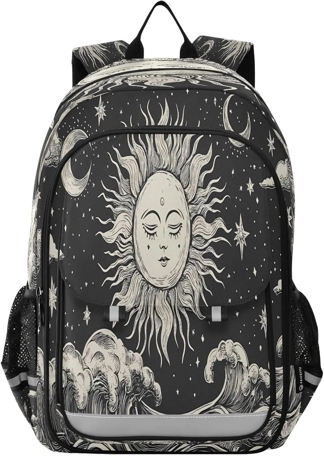 ALAZA Black Wave Sun Moon Mysterious School Backpacks Travel Laptop Bag Kids Bookbag for Girls Boys Teens Women Men