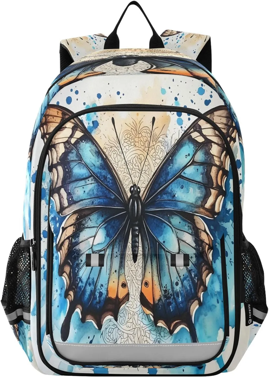 ALAZA Butterfly Blue Watercolor School Backpacks Travel Laptop Bag Kids Bookbag for Girls Boys Teens Women Men