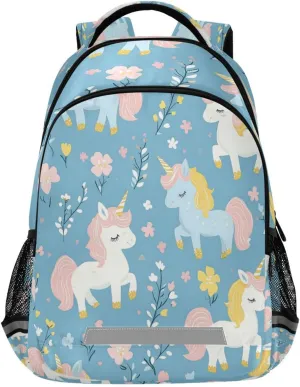 ALAZA Cute Unicorns Blue Backpacks for Girls Kids Travel Laptop Daypack School Book Bag