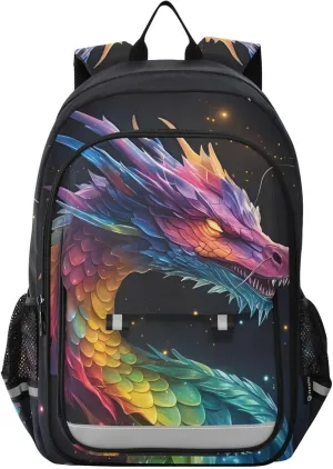 ALAZA Dragon Galaxy Colorful Laptop Backpack Purse for Women BookBags 17 inch School Bags Men Boys Girls Travel Casual Daypack