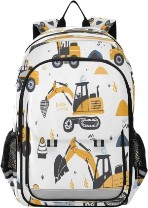 ALAZA Excavating Machinery School Backpacks Travel Laptop Bag Kids Bookbag for Girls Boys Teens Women Men
