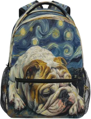 ALAZA French Bulldog Dog Backpack Daypack School Bag Travel Shoulder Bag for Students Boys Girls