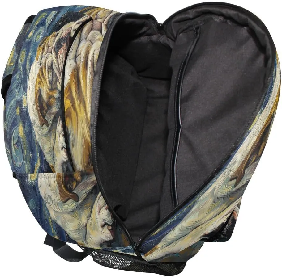 ALAZA French Bulldog Dog Backpack Daypack School Bag Travel Shoulder Bag for Students Boys Girls