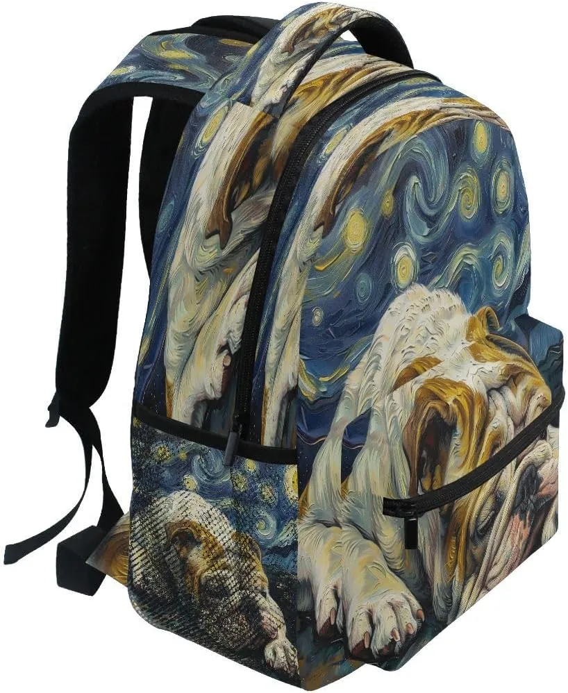 ALAZA French Bulldog Dog Backpack Daypack School Bag Travel Shoulder Bag for Students Boys Girls