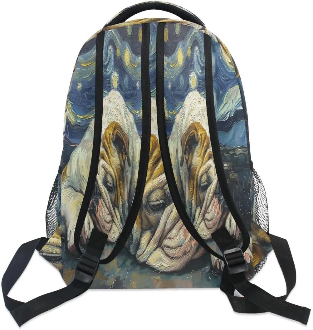 ALAZA French Bulldog Dog Backpack Daypack School Bag Travel Shoulder Bag for Students Boys Girls