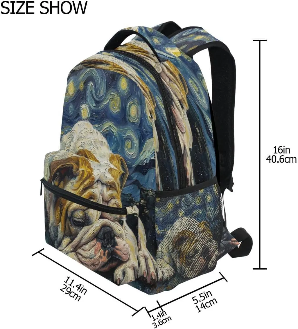 ALAZA French Bulldog Dog Backpack Daypack School Bag Travel Shoulder Bag for Students Boys Girls