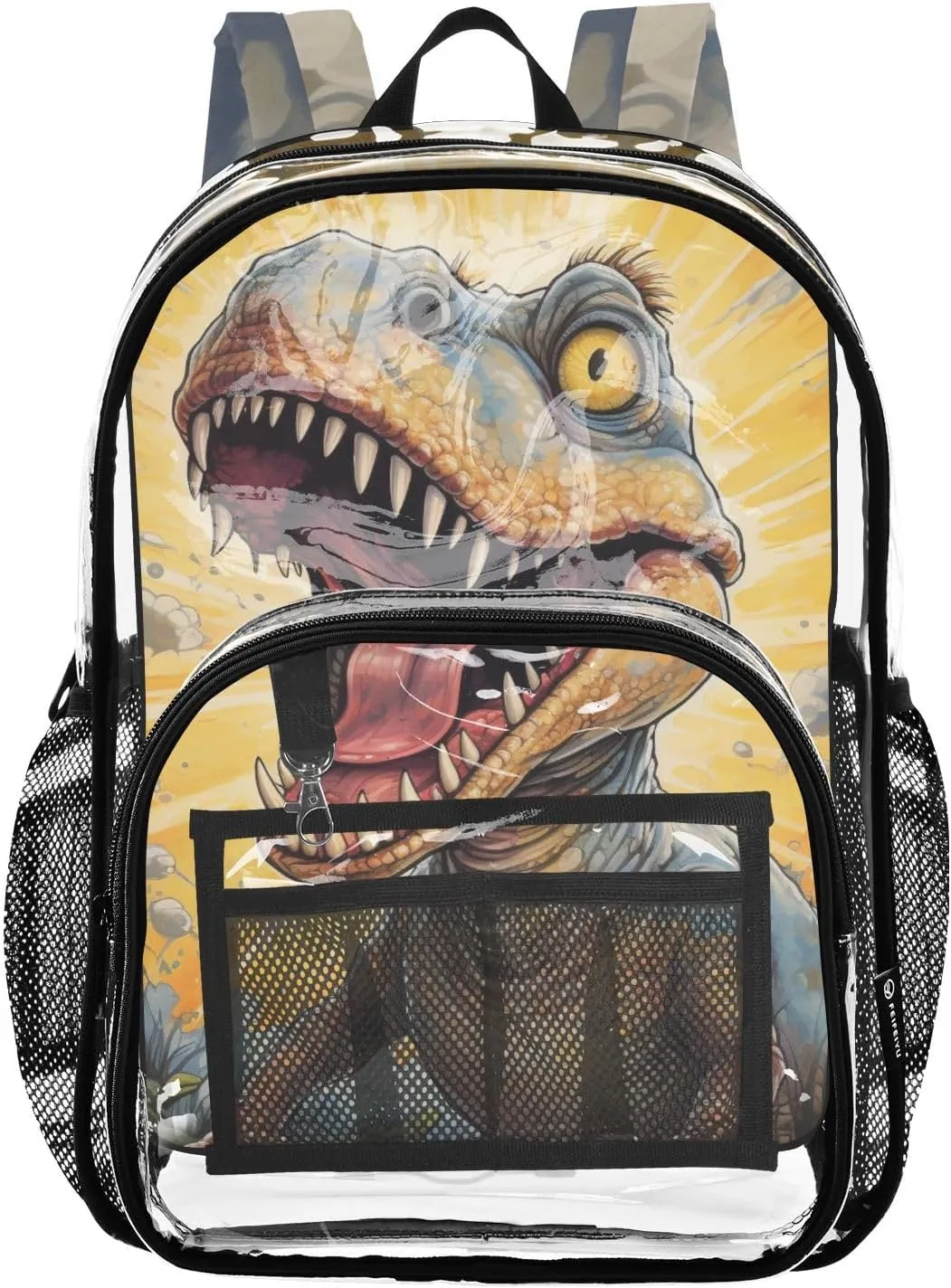 ALAZA Roar Dinosaur Clear Backpack PVC Transparent Causal Daypack Bookbag Work Travel College Business Trip Bag Shoulder Bag for Women Men