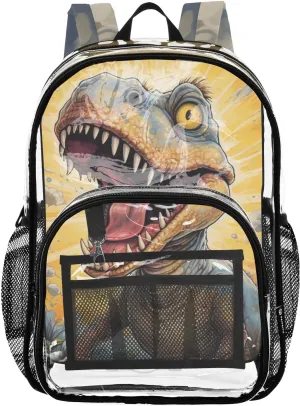 ALAZA Roar Dinosaur Clear Backpack PVC Transparent Causal Daypack Bookbag Work Travel College Business Trip Bag Shoulder Bag for Women Men