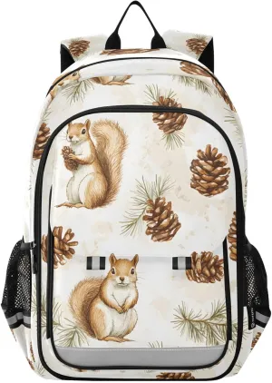 ALAZA Squirrel Pine Cone Laptop Backpack Purse for Women Men School Bag 17 Inch Bookbag Student Boys Girls Travel Casual Daypack