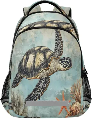 ALAZA Vintage Ocean Sea Turtle Backpacks Travel Laptop Daypack School Book Bag for Men Women Teens Kids