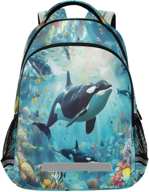 ALAZA Whales Family Looking Up Towards Sea Surface Backpacks Travel Laptop Daypack School Book Bag for Men Women Teens Kids