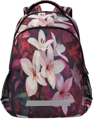 ALAZA White Lilies Oil Painting Backpacks Travel Laptop Daypack School Book Bag for Men Women Teens Kids