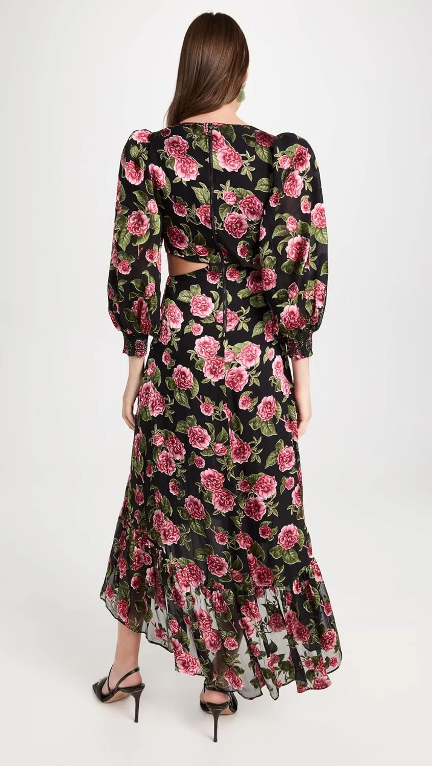 alice   olivia Women's Katia Deep V Neck Twist Front Maxi Dress