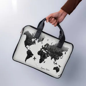 All Over the World Custom Name Laptop Sleeve With Handle