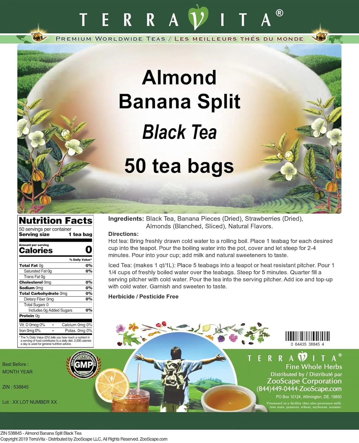 Almond Banana Split Black Tea (50 tea bags, ZIN: 538845)