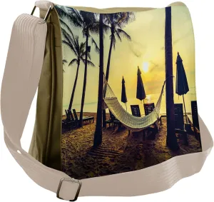Ambesonne Beach Messenger Bag, Coconut Exotic Palm Trees, Unisex Cross-body